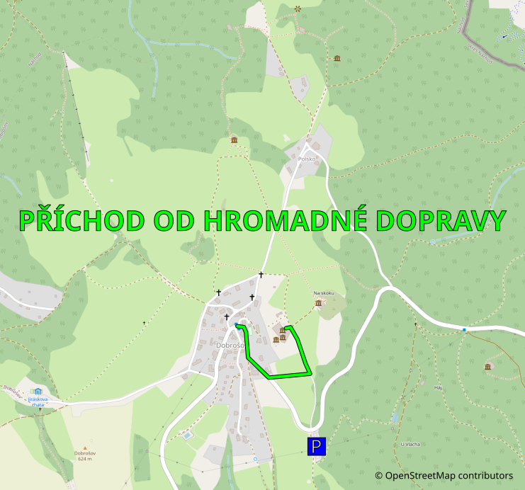 Příchod pro návštěvníky od autobusové zastávky MHD.